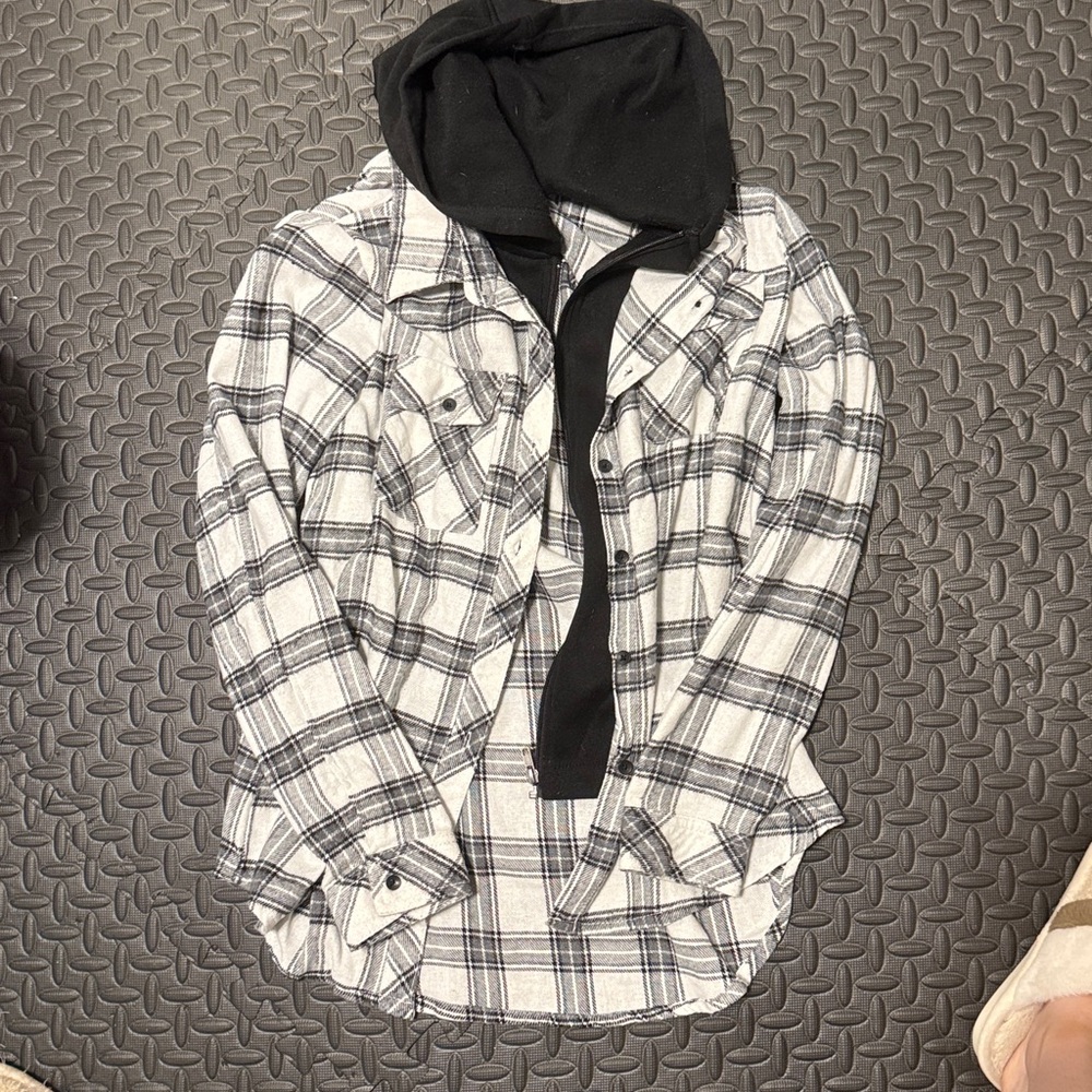 Ci Sono Black and White Plaid Jacket